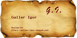 Galler Igor névjegykártya